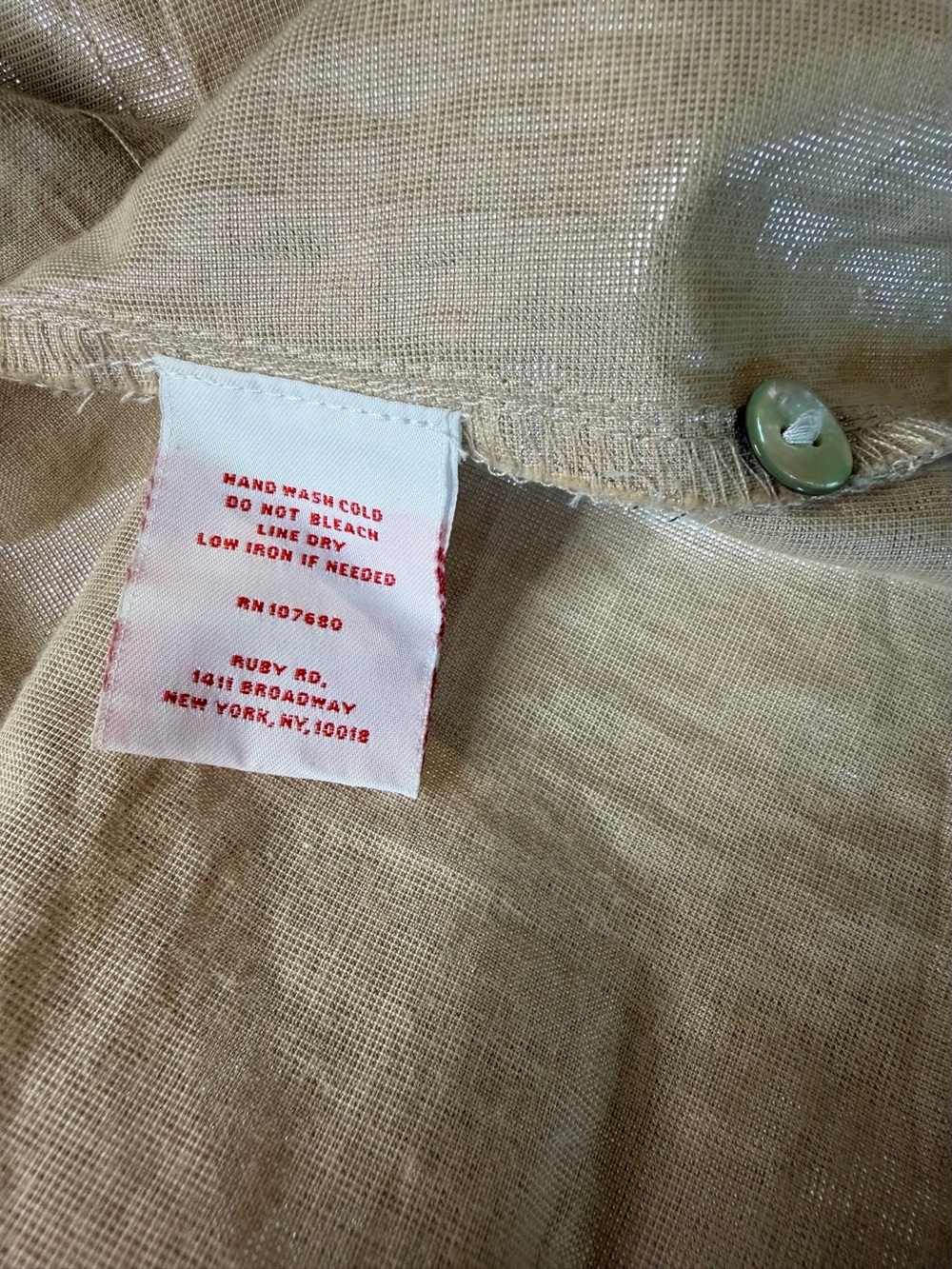 Ruby Rd. Shimmery Champagne Button-Down Blouse - Picture 9 of 11